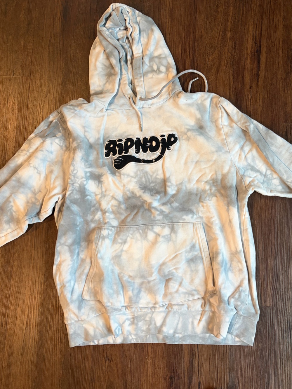 Ripndip White Tie-Dye Hoodie with Black Logo